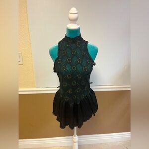 Vintage Sears Black Lace Floral Romper Teddy – Size L Snap Bottom & Keyhole Back